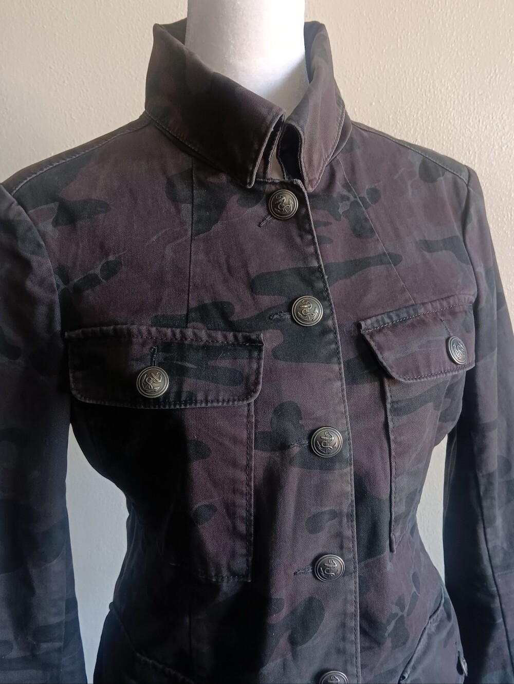 Cargo Military Style Camouflage Utility Jacket Army Coat London Jean Sz. 4 Women - Picture 5 of 12